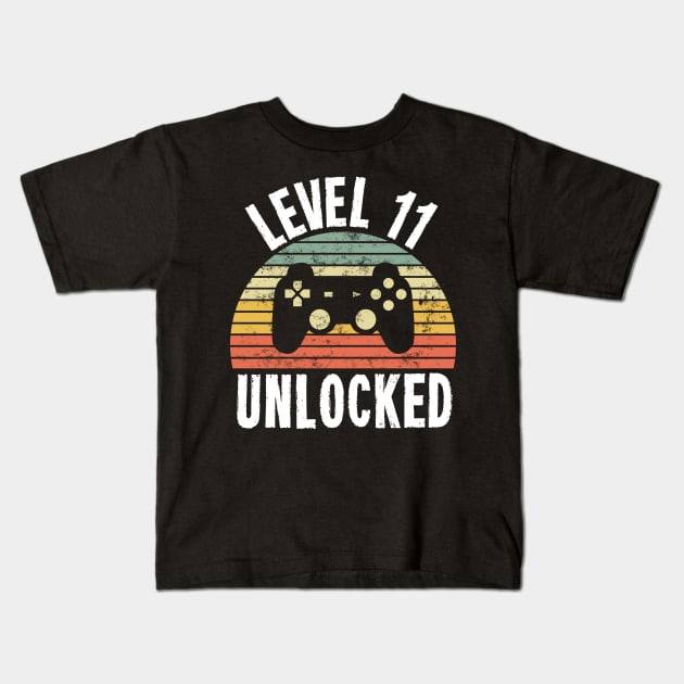 Level 11 Unlocked T-Shirt - 11th Birthday Gamer Gift - Eleventh Anniversary Gift - 11th Grade Kids T-Shirt by Ilyashop